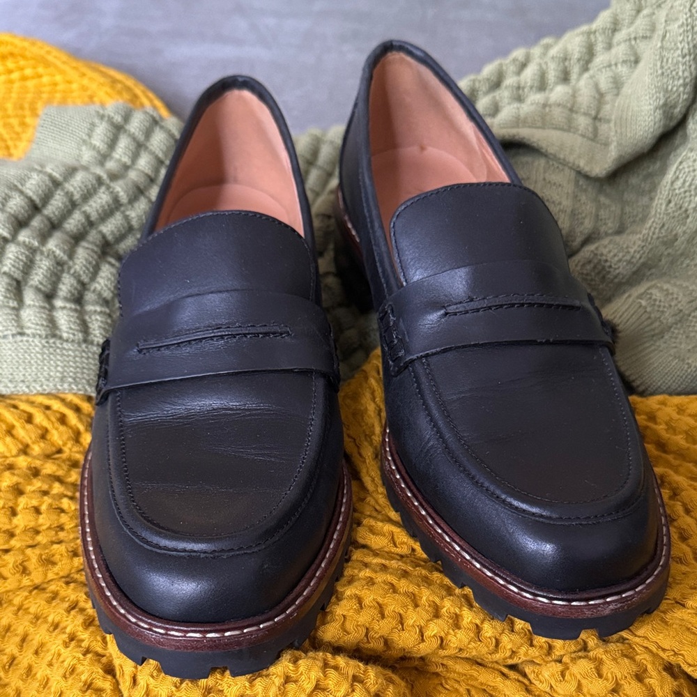 Madewell Black Leather Slip-On Loafers